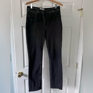 Abercrombie Ultra High Rise 90s Slim Straight Jean Crisscross waistband